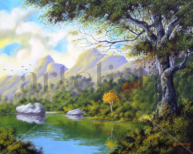 O lago mudo Oil Canvas Landscaping