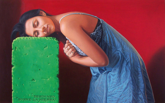 Descanso sobre la hierba Oil Canvas Portrait