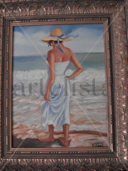 Paseo por la playa Oil Canvas Figure Painting