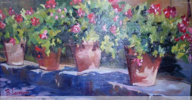 geranios Oil Canvas Floral Painting