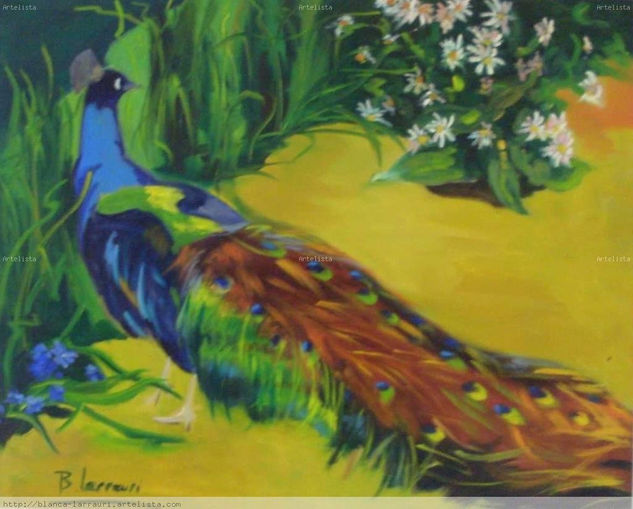 pavo y margaritas Oil Canvas Animals