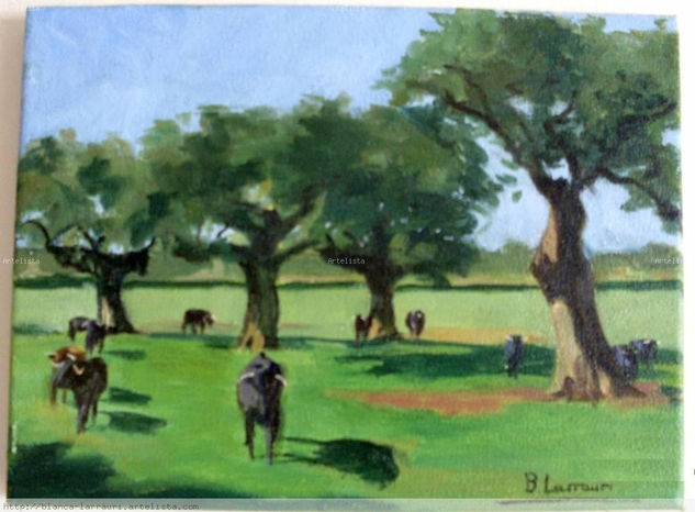 campo y toros Oil Canvas Animals