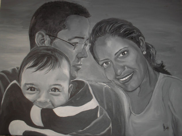 Familia Escobar Oil Canvas Portrait