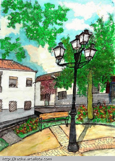 FAROLA EN UNA PLAZA DE MAJADAHONDA Acrylic Card Landscaping