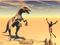 Hombre y tiranosaurio rex