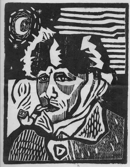 vincent y su oreja mutilada Woodcut