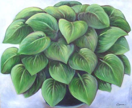 Hostas Oil Canvas Floral Painting