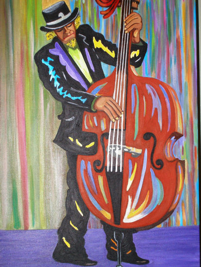 My Bass and I Acrylic Canvas Figure Painting