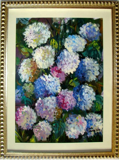 Hortensias en primavera Acrylic Paper Floral Painting