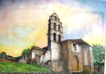 Ruinas de la vieja iglesia de Tausa Watercolour Paper Landscaping