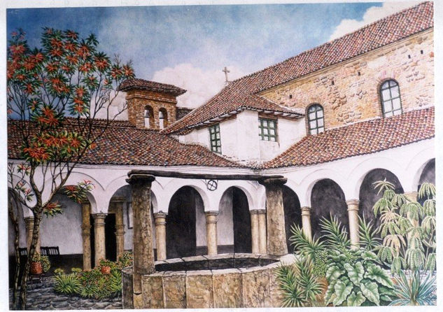 Patio interior del Monasterio del Santo Ecce Homo Watercolour Paper Landscaping