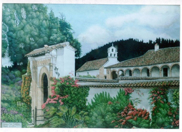 Portal de la Casona del Salitre Acuarela Papel Paisaje