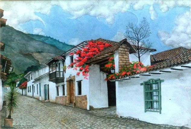 El Meson de los Virreyes Acuarela Papel Paisaje