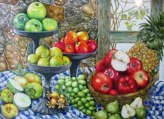 Bodegon de frutas tropicales