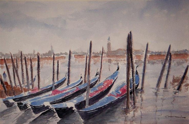 GONDOLAS Acuarela Papel Paisaje