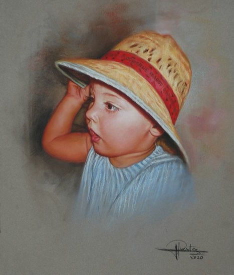 Retrato de niño Pastel Paper Portrait