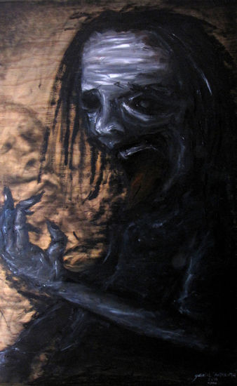 "You... are ALIVE!!" Oil Panel Figure Painting