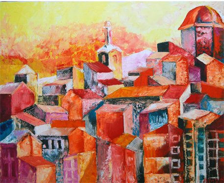 pueblo valenciano Oil Canvas Landscaping