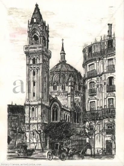 Iglesia San Manuel y San Benito (Madrid) Lápiz (Negro) Papel Paisaje