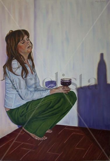 La última copa. Oil Canvas Portrait