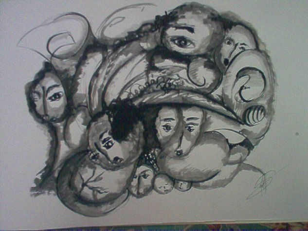 SOLEMNIDAD Ink Card Figure Painting