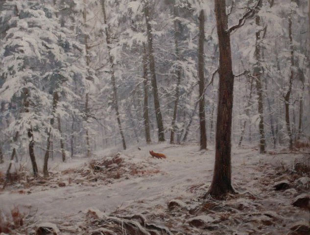 bosque nevado Óleo Lienzo Paisaje