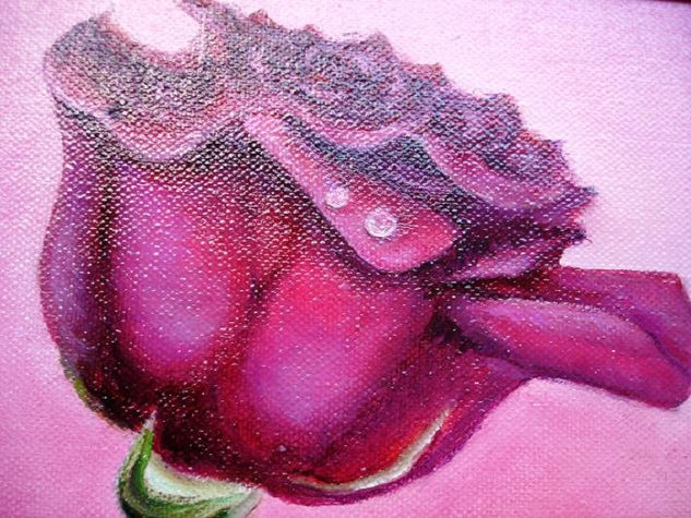 Detalle de la rosa. Óleo Tabla Floral