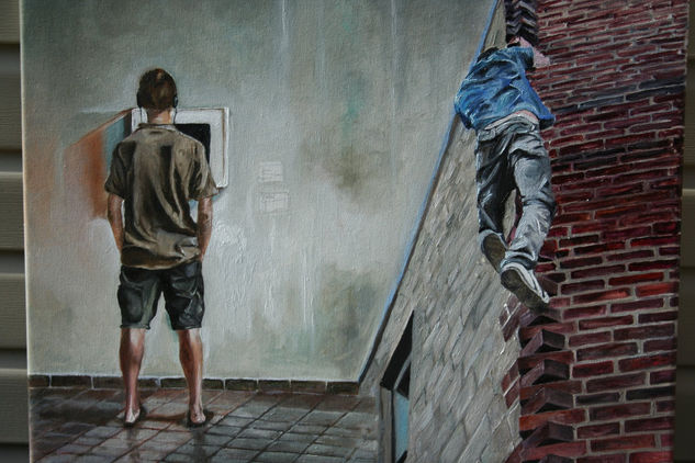 Parkour 2010 oil painting 