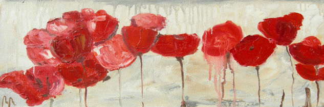 Amapolas y gris Oil Canvas Floral Painting