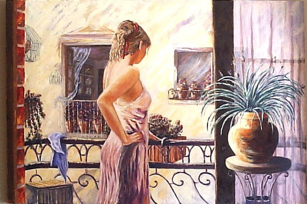 En el balcon Oil Canvas Landscaping