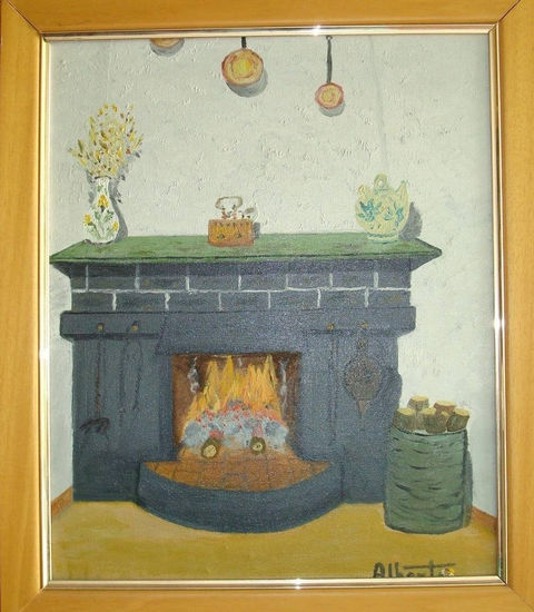 chimenea Oil Canvas Still Life Paintings