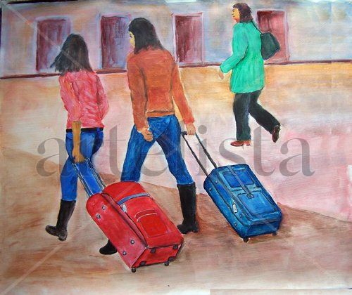 hacia la estación Acrylic Canvas Figure Painting