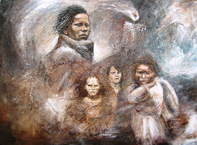 Refugiados I Mixed media Canvas Portrait