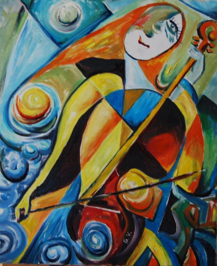 Girl. Abstract. Oil Canvas Figure Painting