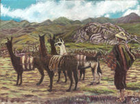 Campesino con llamas