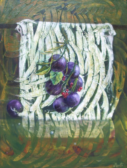 CIRUELAS Y TRANSPARENCIAS Oil Canvas Still Life Paintings