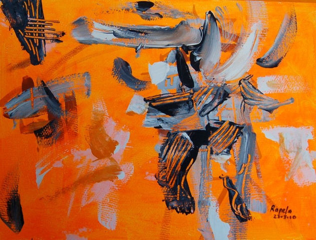 Figura en paisaje naranja
