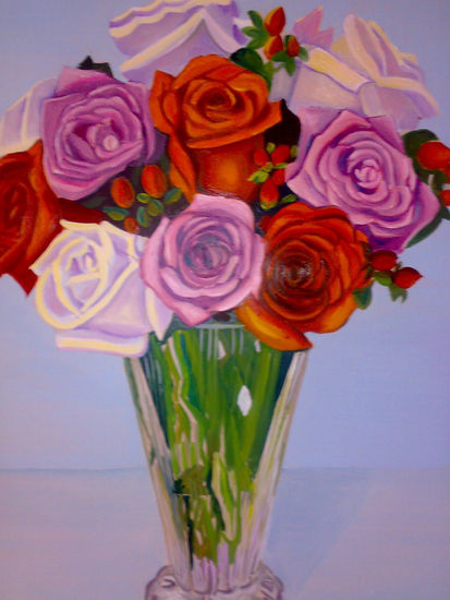 rosas Oil Panel Floral Painting