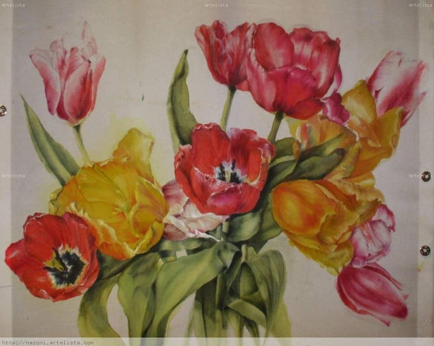 Tulipanes de Amsterdam. Tinta Tela Floral