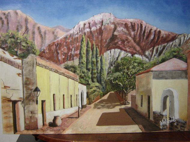 Pueblo Viejo Óleo Cartulina Paisaje