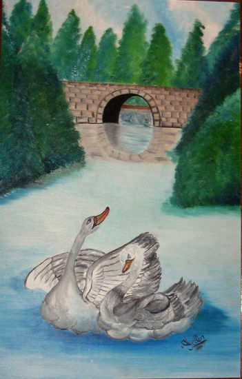 LOS CISNES Oil Panel Landscaping