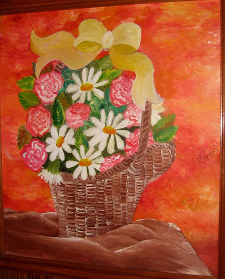 MARGARITAS Oil Panel Floral Painting