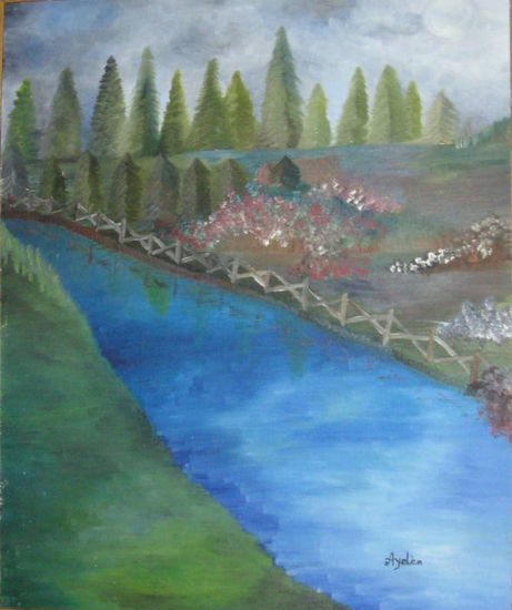 LA LUNA Y EL RIO Oil Panel Landscaping