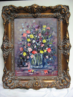 Flores en vaso Oil Panel Floral Painting