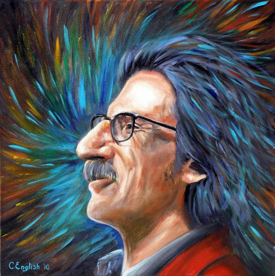 Pintando a Charly Garcia Oil Canvas Portrait