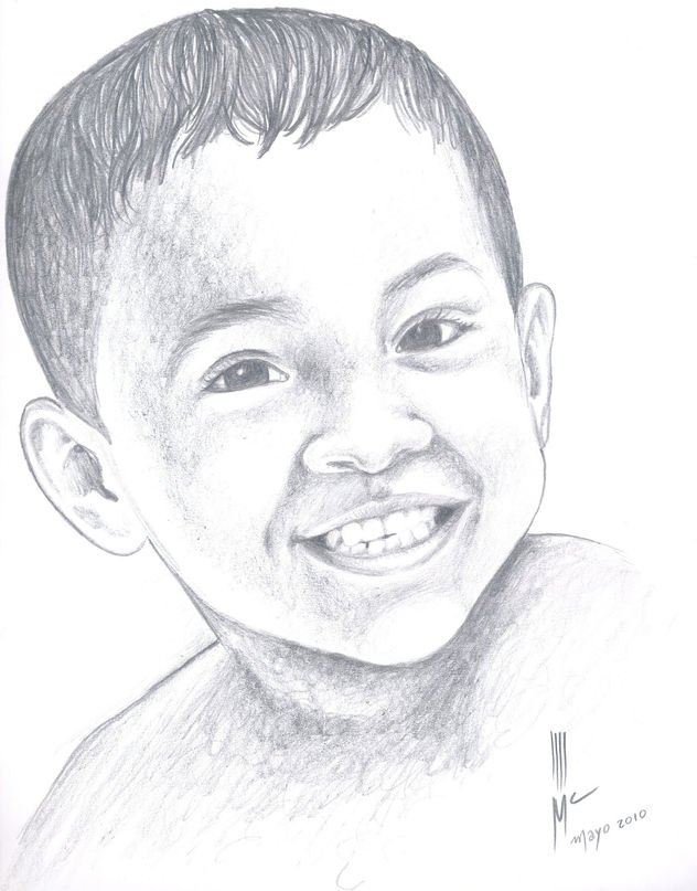 retrato de Niño, al carboncillo