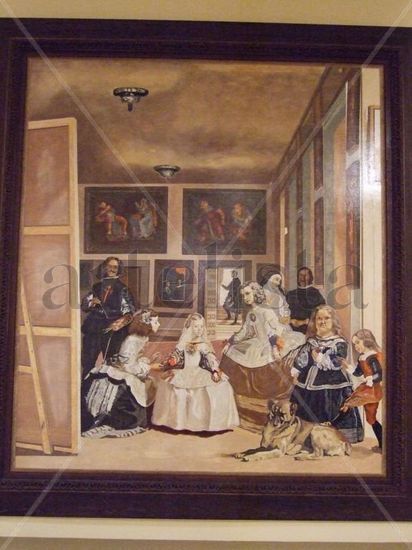 LAS MENINAS " VELAZQUEZ " reproducción Adolfo Leon Oil Panel Figure Painting