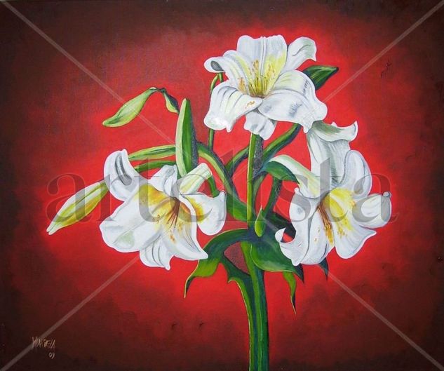 azucenas Oil Canvas Floral Painting