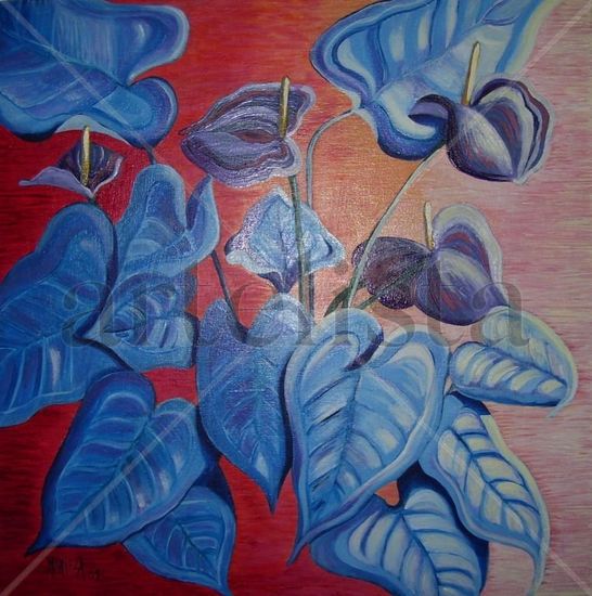 anturios Oil Canvas Floral Painting