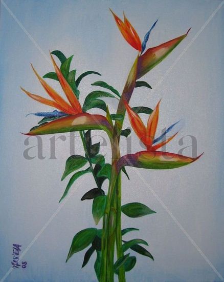 ave del paraíso Oil Canvas Floral Painting